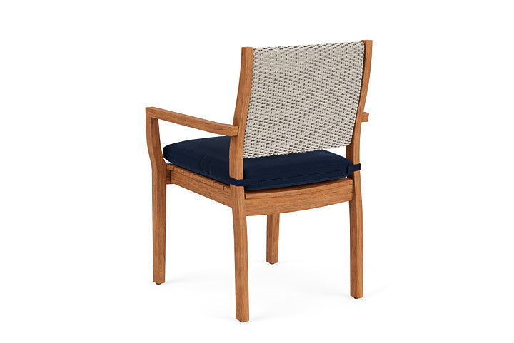 Lloyd Flanders - Teak Loom Back Teak Dining Armchair In Linen Finish With Decorline Navy Fabric - 2862010022019 view 2