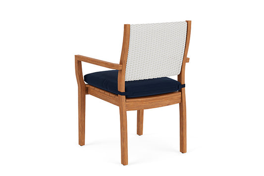 Lloyd Flanders - Teak Loom Back Teak Dining Armchair In Matte White Finish With Decorline Navy Fabric - 2862010042019 view 2