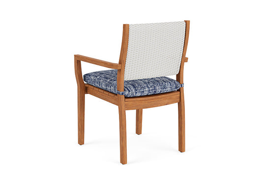 Lloyd Flanders - Teak Loom Back Teak Dining Armchair In Matte White Finish With Visions Cobalt Fabric - 286201004683 view 2