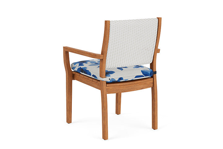 Lloyd Flanders - Teak Loom Back Teak Dining Armchair In Matte White Finish With Watercolor Blossom Capri Fabric - 286201004672 view 2