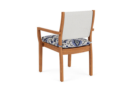 Lloyd Flanders - Teak Loom Back Teak Dining Armchair In Matte White Finish With Yoko Mediterranean Fabric - 286201004705 view 2