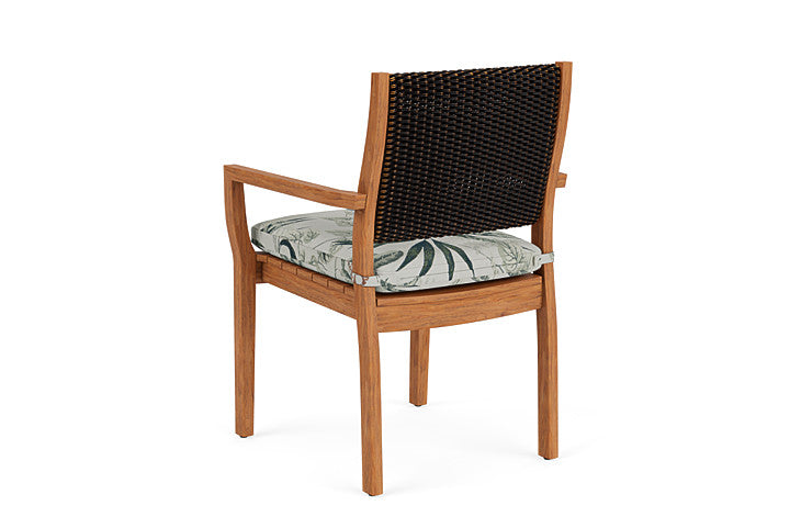 Lloyd Flanders - Teak Loom Back Teak Dining Armchair In Mink Finish With Delicate Botanical Sage Fabric - 2862010752075 view 2
