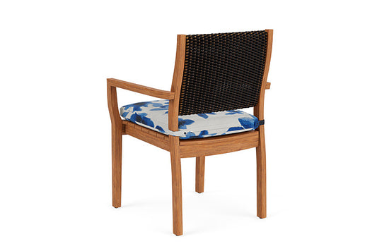 Lloyd Flanders - Teak Loom Back Teak Dining Armchair In Mink Finish With Watercolor Blossom Capri Fabric - 286201075672 view 2