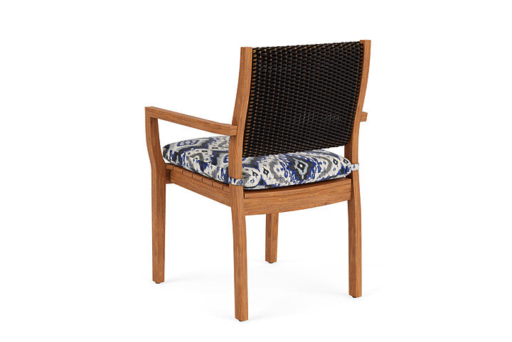 Lloyd Flanders - Teak Loom Back Teak Dining Armchair In Mink Finish With Yoko Mediterranean Fabric - 286201075705 view 2