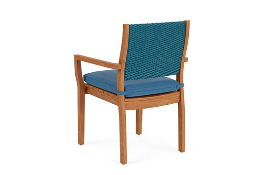 Lloyd Flanders - Teak Loom Back Teak Dining Armchair In Peacock Finish With Bamboo Bay Sky Fabric - 2862010442007 view 2