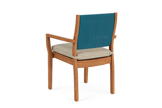 Lloyd Flanders - Teak Loom Back Teak Dining Armchair In Peacock Finish With Laurel Ecru Fabric - 2862010442057 view 2