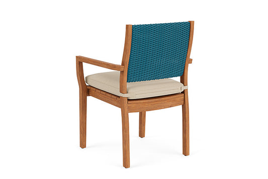 Lloyd Flanders - Teak Loom Back Teak Dining Armchair In Peacock Finish With Raindrop Almond Fabric - 2862010442055 view 2