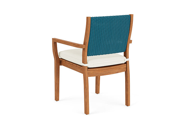 Lloyd Flanders - Teak Loom Back Teak Dining Armchair In Peacock Finish With Sailcloth Salt Fabric - 286201044890 view 2