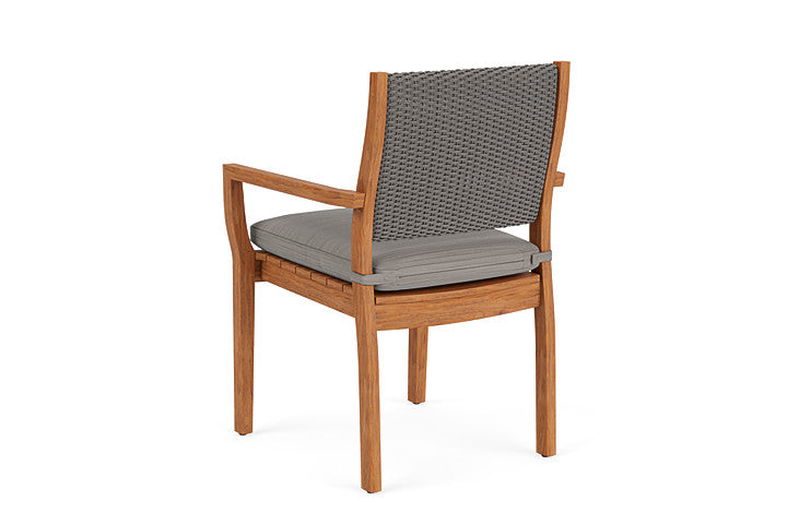 Lloyd Flanders - Teak Loom Back Teak Dining Armchair In Pewter Finish With Boten Dark Urban Fabric - 2862010792059 view 2