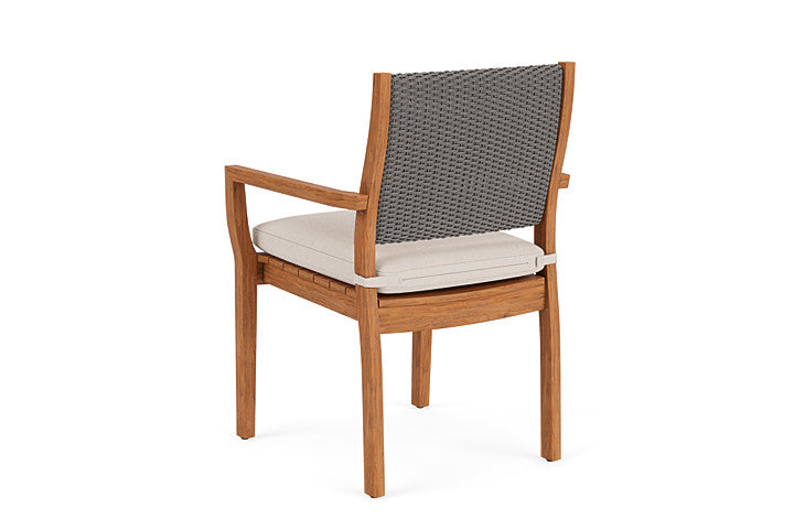 Lloyd Flanders - Teak Loom Back Teak Dining Armchair In Pewter Finish With Canvas Birds Eye Fabric - 286201079937 view 2