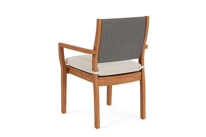 Lloyd Flanders - Teak Loom Back Teak Dining Armchair In Pewter Finish With Decorline Natural Fabric - 2862010792015 view 2