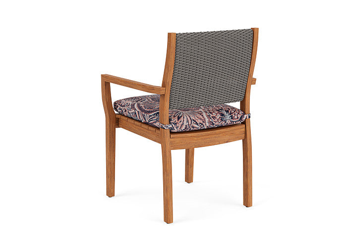 Lloyd Flanders - Teak Loom Back Teak Dining Armchair In Pewter Finish With Sensiblity Splendor Fabric - 2862010792082 view 2