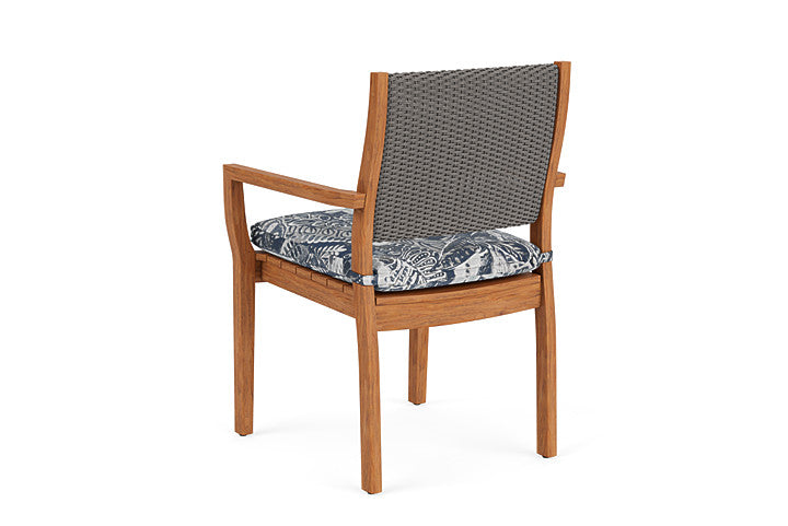Lloyd Flanders - Teak Loom Back Teak Dining Armchair In Pewter Finish With Wayfarer Mist Fabric - 2862010792074 view 2