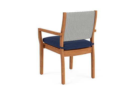 Lloyd Flanders - Teak Loom Back Teak Dining Armchair In Platinum Finish With Beach Navy Fabric - 2862010142013 view 2