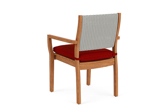 Lloyd Flanders - Teak Loom Back Teak Dining Armchair In Platinum Finish With Partyline Lollipop Fabric - 2862010142054 view 2
