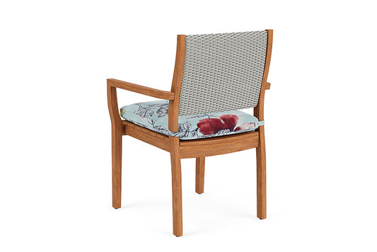 Lloyd Flanders - Teak Loom Back Teak Dining Armchair In Platinum Finish With Serena Floral Meadow Fabric - 2862010142079 view 2