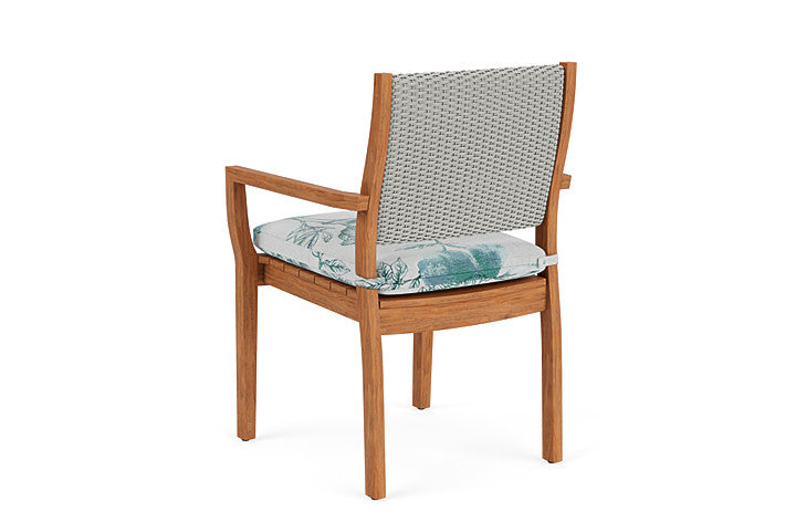 Lloyd Flanders - Teak Loom Back Teak Dining Armchair In Platinum Finish With Serena Floral Mist Fabric - 2862010142078 view 2