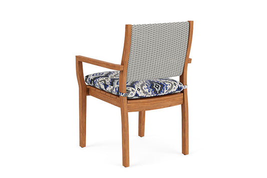 Lloyd Flanders - Teak Loom Back Teak Dining Armchair In Platinum Finish With Yoko Mediterranean Fabric - 286201014705 view 2