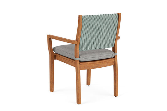 Lloyd Flanders - Teak Loom Back Teak Dining Armchair In Sea Glass Finish With Demo Stone Fabric - 286201028095 view 2