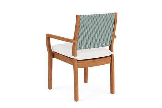 Lloyd Flanders - Teak Loom Back Teak Dining Armchair In Sea Glass Finish With Friendly Natural Fabric - 2862010282042 view 2