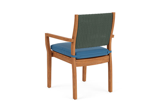 Lloyd Flanders - Teak Loom Back Teak Dining Armchair In Spruce Finish With Bamboo Bay Sky Fabric - 2862010302007 view 2
