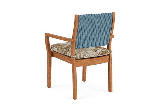 Lloyd Flanders - Teak Loom Back Teak Dining Armchair In Stillwater Finish With Botanic Willow Fabric - 286201015164 view 2