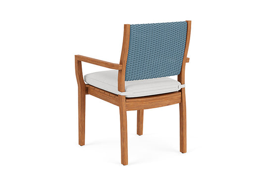 Lloyd Flanders - Teak Loom Back Teak Dining Armchair In Stillwater Finish With Canvas Natural Fabric - 286201015159 view 2