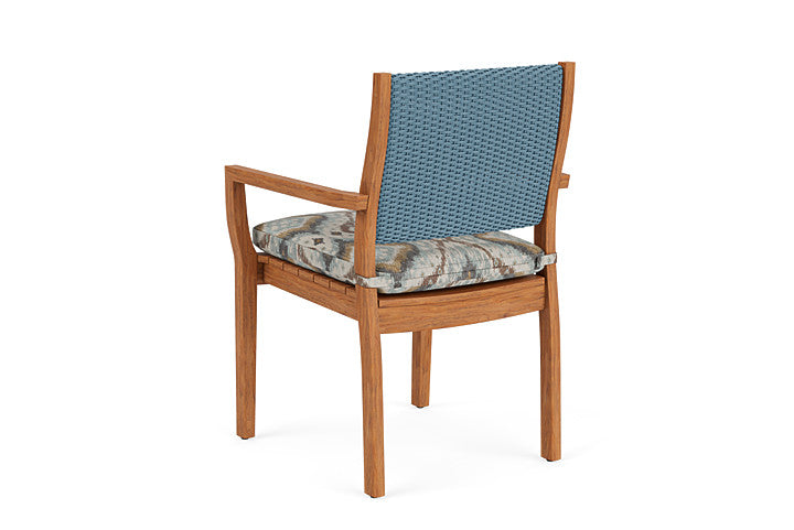 Lloyd Flanders - Teak Loom Back Teak Dining Armchair In Stillwater Finish With Yoko Mist Fabric - 286201015727 view 2