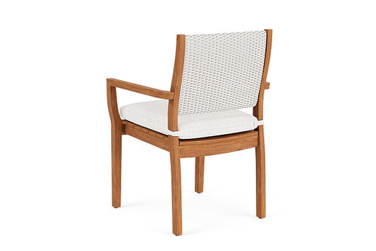 Lloyd Flanders - Teak Loom Back Teak Dining Armchair In White Finish With Friendly Natural Fabric - 2862010012042 view 2