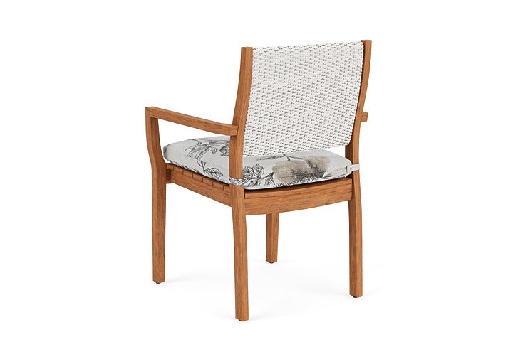 Lloyd Flanders - Teak Loom Back Teak Dining Armchair In White Finish With Serena Floral Dove Fabric - 2862010012077 view 2