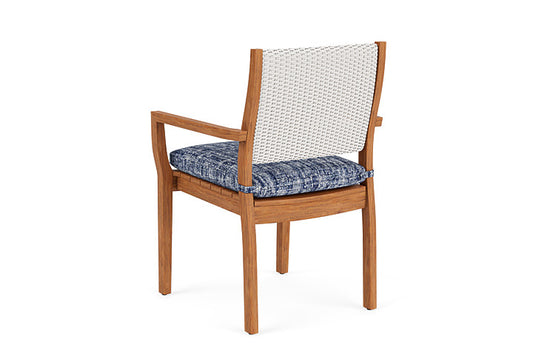 Lloyd Flanders - Teak Loom Back Teak Dining Armchair In White Finish With Visions Cobalt Fabric - 286201001683 view 2