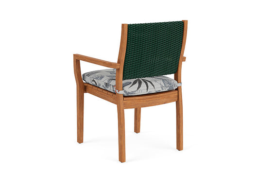 Lloyd Flanders - Teak Loom Back Teak Dining Armchair In Woodland Finish With Delicate Botanical Slate Fabric - 2862010252076 view 2