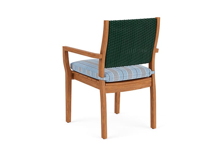 Lloyd Flanders - Teak Loom Back Teak Dining Armchair In Woodland Finish With Hansen Sky Fabric - 286201025064 view 2