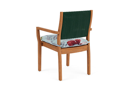 Lloyd Flanders - Teak Loom Back Teak Dining Armchair In Woodland Finish With Serena Floral Meadow Fabric - 2862010252079 view 2