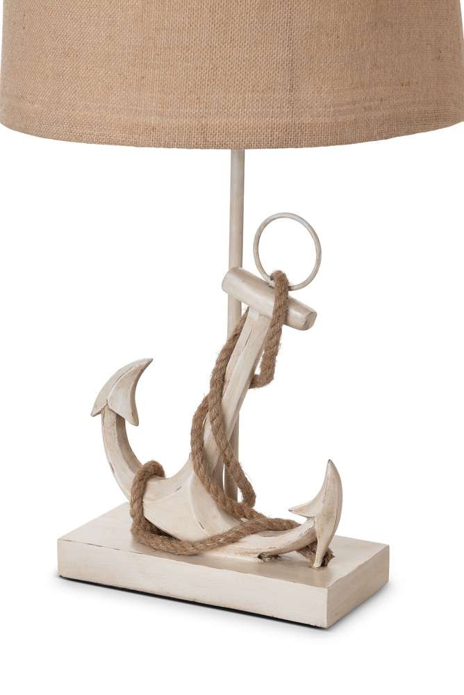 Lux Lighting - Anchor 28in Distressed White Polyresin Coastal Table Lamp, (Set of 2) - LUX-54401-WHITE veiw 3