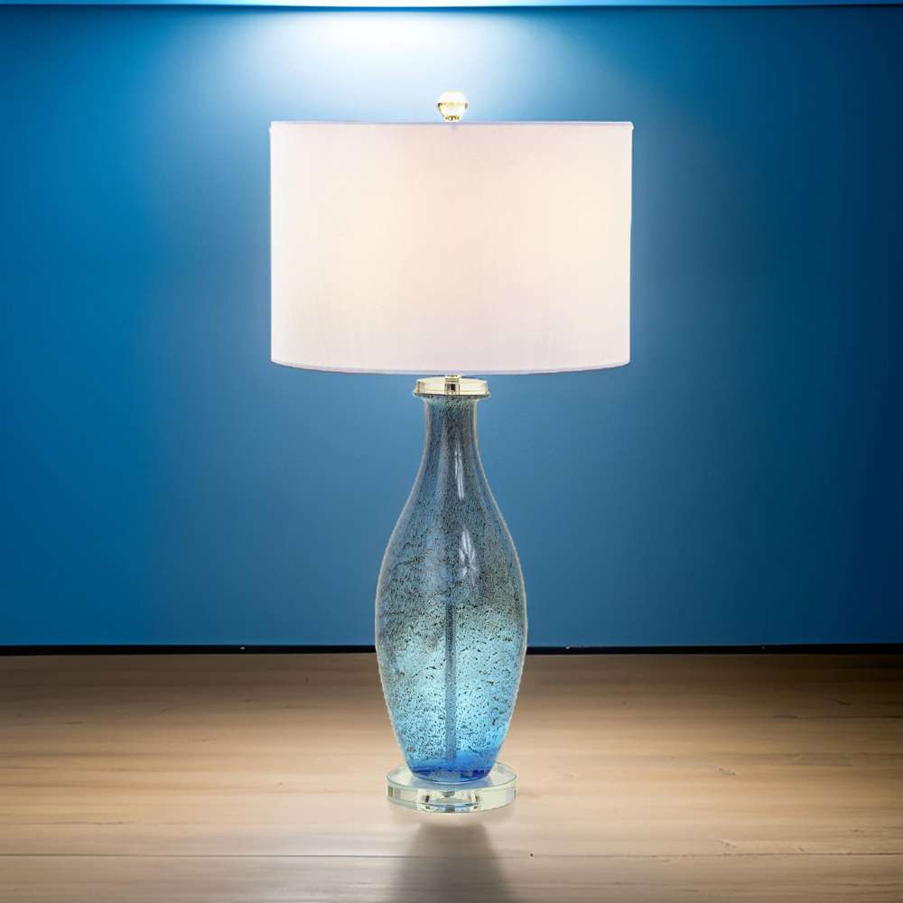Lux Lighting - Everly 30” Blue tone Art Glass w/Crystal Base, (Set of 2) - LUX-041505-BLUE veiw 8