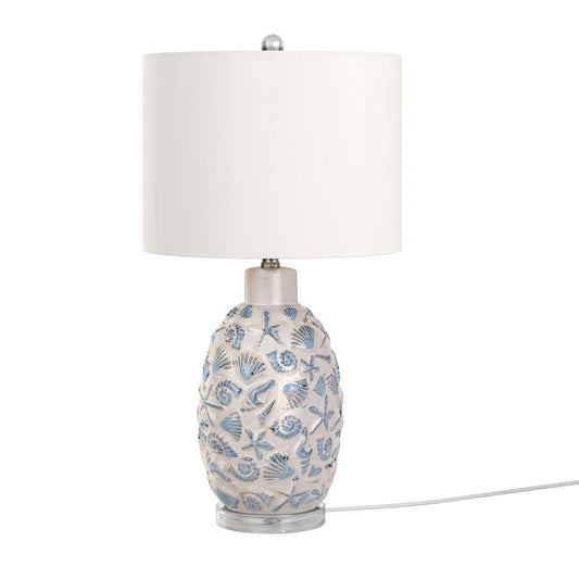 Lux Lighting - Jenny 26in Ceramic / Crystal Table Lamp, White and Blue, (Set of 2) - LUX-M164-WHITE/BLUE veiw 2