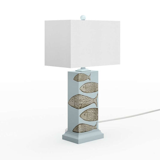 Lux Lighting - Pompano 28in Polyresin Coastal Fish Table lamp, (Set of 2) - LUX-2060-BLUE/NAT veiw 2