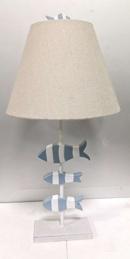 Lux Lighting - School of Fish 28” Resin 3-Fish Table Lamp, Blue and White, (Set of 2) - LUX-2051-BLUE/WHITE veiw 2