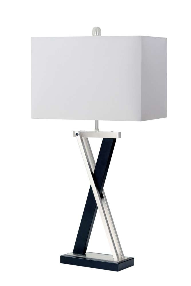 Lux Lighting - X 28.5” X Shape Black and Silver Metal Table lamp, (Set of 2) - LUX-R001-SILVER/BLACK veiw 1