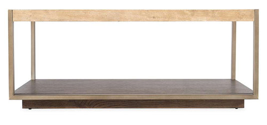 M Furnishings - Hammon Travertine/Metal Square Coffee Table - M11-80110-00 veiw 2