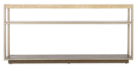 M Furnishings - Hammon Travertine/Metal Square Console Table - M11-80151-00 veiw 2