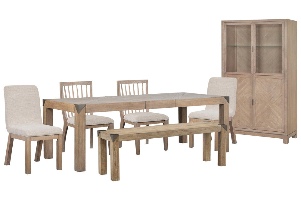 Magnussen - Ainsley Cerused Khaki Extendable Rectangular Dining Table With 2 Side Chairs 2 Host Chairs Bench And Display Cabinet - D5333-20-KIT43 view 1