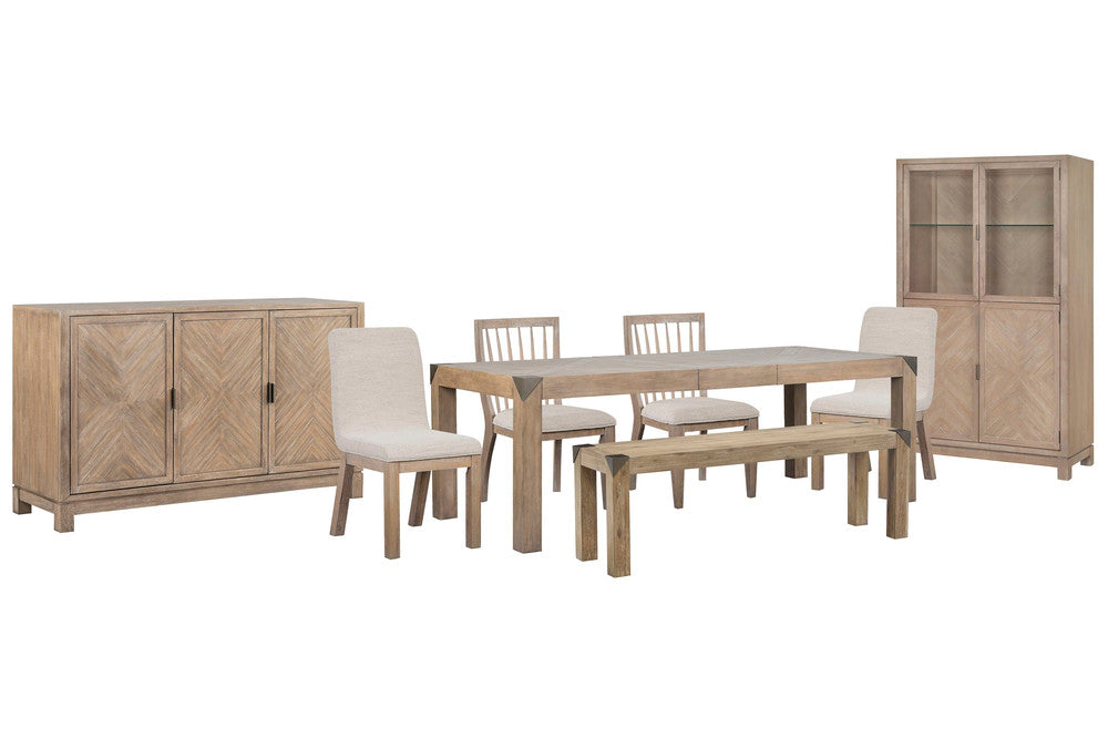 Magnussen - Ainsley Cerused Khaki Extendable Rectangular Dining Table With 2 Side Chairs 2 Host Chairs Bench Buffet And Display Cabinet - D5333-20-KIT44 view 1