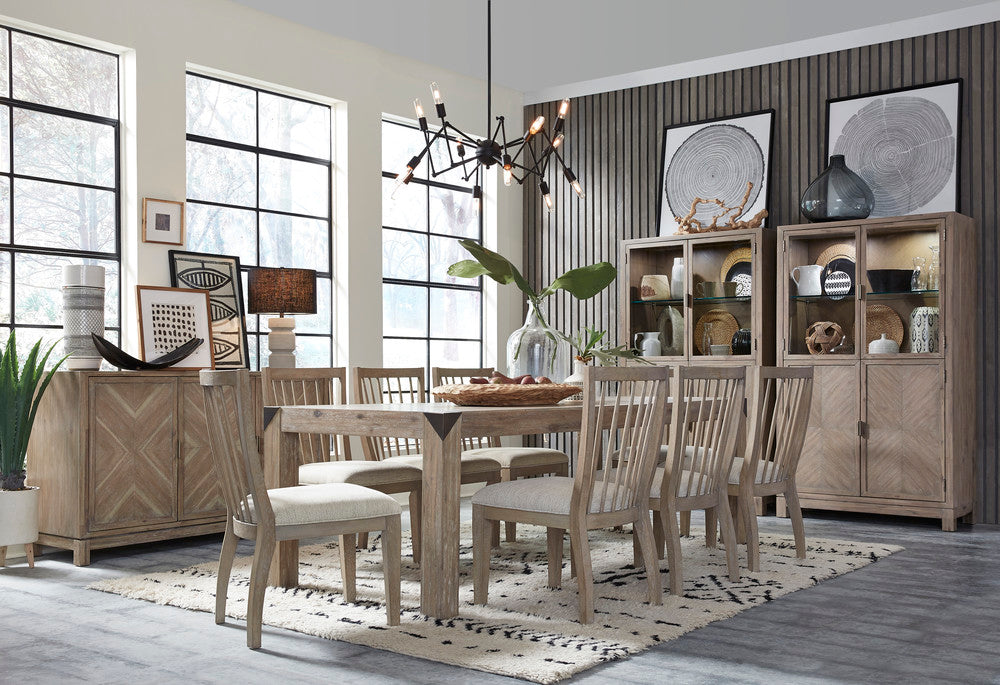 Magnussen - Ainsley Cerused Khaki Extendable Rectangular Dining Table With 4 Host Chairs Bench And Display Cabinet - D5333-20-KIT31 view 12