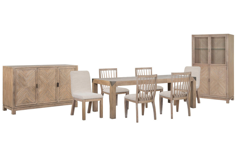 Magnussen - Ainsley Cerused Khaki Extendable Rectangular Dining Table With 4 Side Chairs 2 Host Chairs Buffet And Display Cabinet - D5333-20-KIT36 view 1