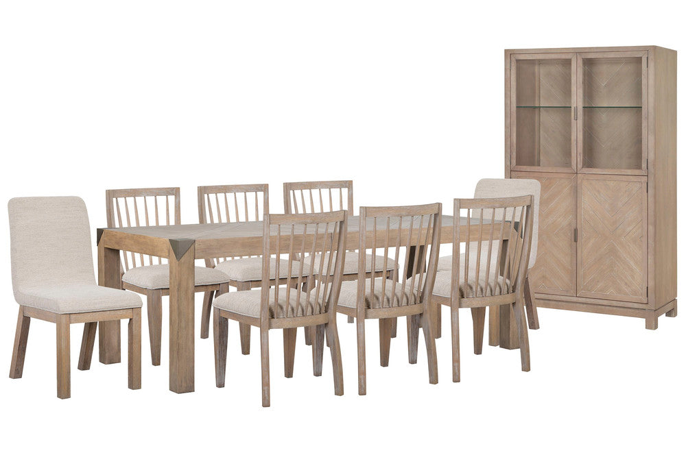 Magnussen - Ainsley Cerused Khaki Extendable Rectangular Dining Table With 6 Side Chairs 2 Host Chairs And Display Cabinet - D5333-20-KIT39 view 1