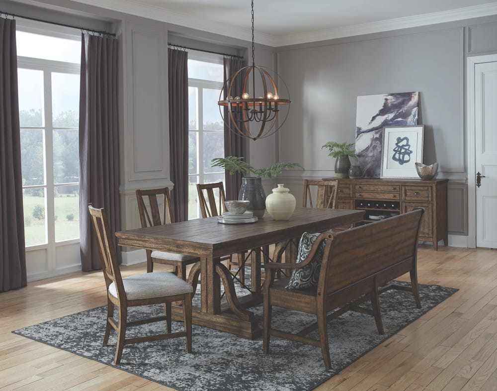 Magnussen - Bay Creek Toasted Nutmeg Extendable Trestle Dining Table With 4 Side Chairs And Upholstered Bench - D4398-25-KIT11 view 11