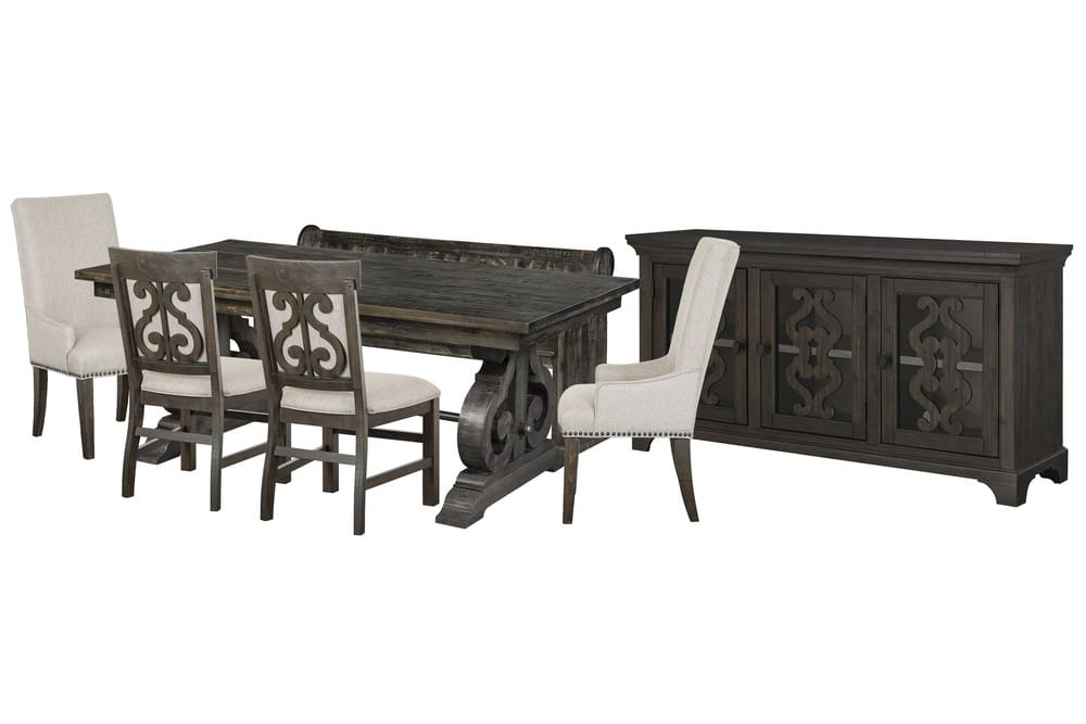 Magnussen - Bellamy Peppercorn Extendable Rectangular Dining Table With 2 Upholstered Side Chairs 2 Host Chairs Bench And Server - D2491-20-KIT57 view 1