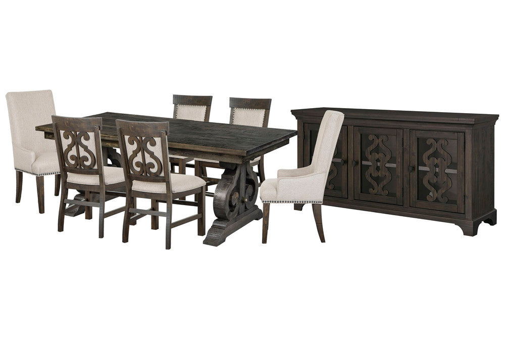 Magnussen - Bellamy Peppercorn Extendable Rectangular Dining Table With 4 Upholstered Side Chairs 2 Host Chairs And Server - D2491-20-KIT27 view 1